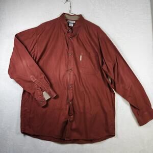 Columbia Vtg Button Down‎ Shirt 2XT Red Long Sleeve Cotton Casual Outdoors